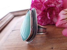 Load image into Gallery viewer, Blue Opalized Wood Ring or Pendant (Choose Your Size)