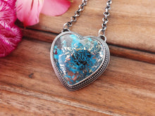Load image into Gallery viewer, Persian Turquoise with Pyrite Heart Necklace