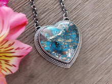 Load image into Gallery viewer, Persian Turquoise with Pyrite Heart Necklace