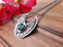 Load image into Gallery viewer, Blue Tourmaline Angel Wing Necklace