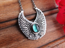 Load image into Gallery viewer, Blue Tourmaline Angel Wing Necklace