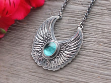 Load image into Gallery viewer, Blue Tourmaline Angel Wing Necklace