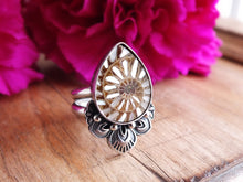 Load image into Gallery viewer, Ammonite with Mother of Pearl Ring or Pendant (Choose Your Size)
