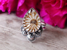 Load image into Gallery viewer, Ammonite with Mother of Pearl Ring or Pendant (Choose Your Size)
