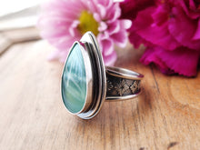 Load image into Gallery viewer, Blue Opalized Wood Ring or Pendant (Choose Your Size)
