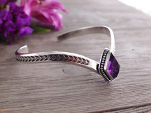 Load image into Gallery viewer, Amethyst Chevron Cuff Bracelet