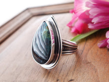 Load image into Gallery viewer, Blue Opalized Wood Ring or Pendant (Choose Your Size)