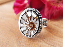 Load image into Gallery viewer, Ammonite with Mother of Pearl Inlay Ring or Pendant (Choose Your Size)