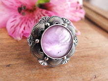 Load image into Gallery viewer, Amethyst and Mother of Pearl Ring or Pendant (Choose Your Size)