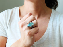 Load image into Gallery viewer, Blue Opalized Wood Ring or Pendant (Choose Your Size)