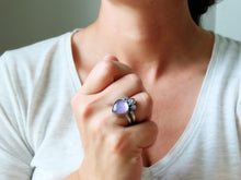 Load image into Gallery viewer, Amethyst and Mother of Pearl Ring or Pendant (Choose Your Size)