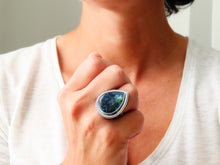 Load image into Gallery viewer, Blue Opalized Wood Ring or Pendant (Choose Your Size)