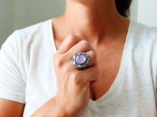 Load image into Gallery viewer, Amethyst and Mother of Pearl Ring or Pendant (Choose Your Size)