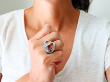 Load image into Gallery viewer, Montana Agate Heart Ring or Pendant (Choose Your Size)