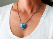 Load image into Gallery viewer, Persian Turquoise with Pyrite Heart Necklace