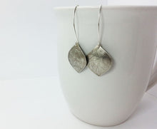 Load image into Gallery viewer, Long Silver Leaf Dangle Earrings