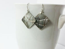 Load image into Gallery viewer, Square Abstract Patterned Silver Dangle Earrings