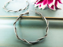 Load image into Gallery viewer, Large Beaded Twist Silver Hoop Earrings