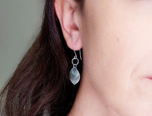 Load image into Gallery viewer, Small Silver Double Leaf Dangle Earrings