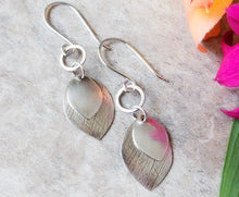 Load image into Gallery viewer, Small Silver Double Leaf Dangle Earrings