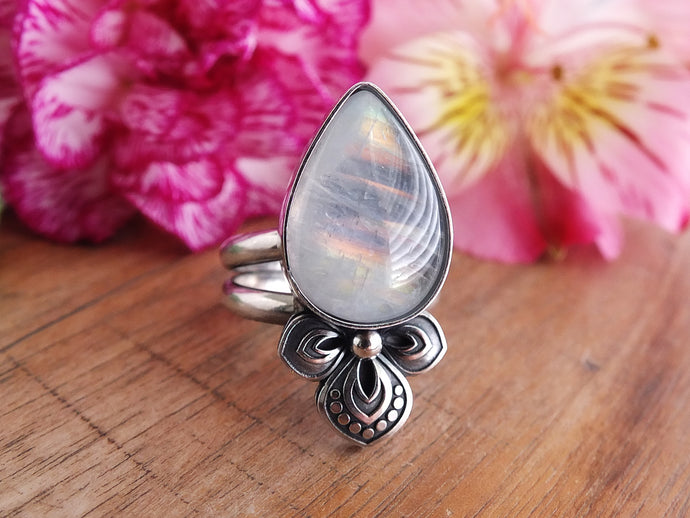 Rainbow Moonstone Ring or Pendant (Choose Your Size)