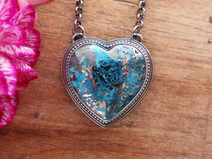 Persian Turquoise with Pyrite Heart Necklace