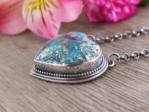 Persian Turquoise with Pyrite Heart Necklace