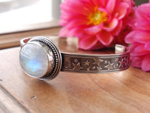 Load image into Gallery viewer, Rainbow Moonstone Cuff Bracelet