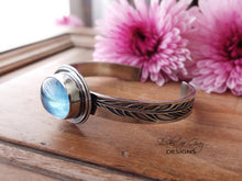 Load image into Gallery viewer, Aquamarine Feather Cuff Bracelet