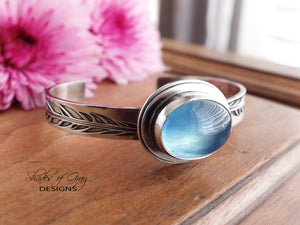 Aquamarine Feather Cuff Bracelet