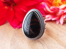 Load image into Gallery viewer, Red Ribbon Obsidian Ring or Pendant (Choose Your Size)