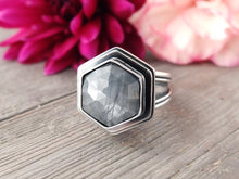 Load image into Gallery viewer, Rose Cut Silver Sheen Sapphire Ring or Pendant (Choose Your Size)