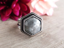 Load image into Gallery viewer, Rose Cut Silver Sheen Sapphire Ring or Pendant (Choose Your Size)