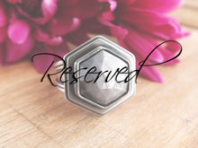 Load image into Gallery viewer, RESERVED: Rose Cut Silver Sheen Sapphire Ring or Pendant (Choose Your Size)