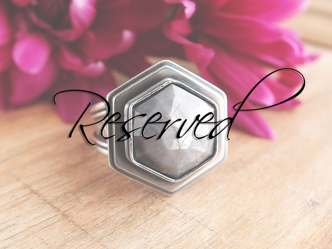 RESERVED: Rose Cut Silver Sheen Sapphire Ring or Pendant (Choose Your Size)