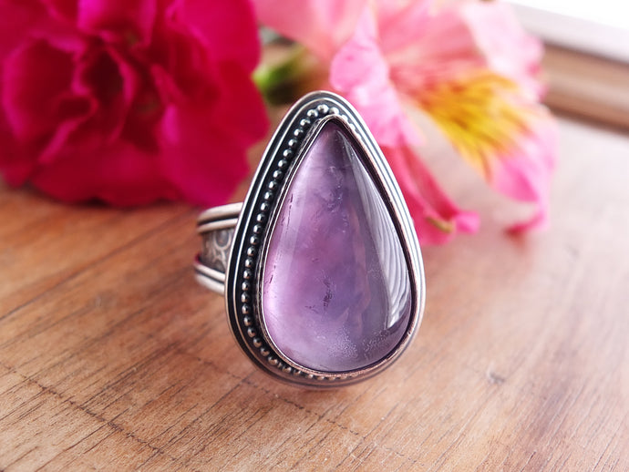 Amethyst & Mother of Pearl Ring or Pendant (Choose Your Size)