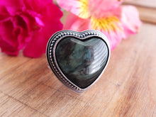 Load image into Gallery viewer, Rainbow Obsidian Heart Ring or Pendant (Choose Your Size)