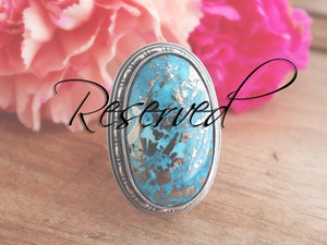 RESERVED: Persian Turquoise w/ Pyrite Ring or Pendant (Choose Your Size)