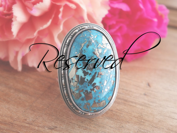 RESERVED: Persian Turquoise w/ Pyrite Ring or Pendant (Choose Your Size)