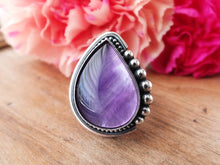 Load image into Gallery viewer, Amethyst &amp; Mother of Pearl Ring or Pendant (Choose Your Size)