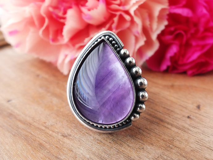 Amethyst & Mother of Pearl Ring or Pendant (Choose Your Size)