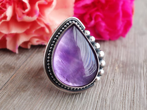 Amethyst & Mother of Pearl Ring or Pendant (Choose Your Size)
