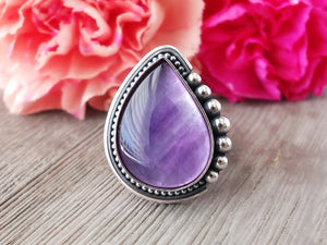 Amethyst & Mother of Pearl Ring or Pendant (Choose Your Size)