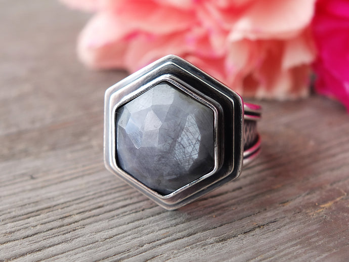 Rose Cut Gray Sapphire Ring or Pendant (Choose Your Size)