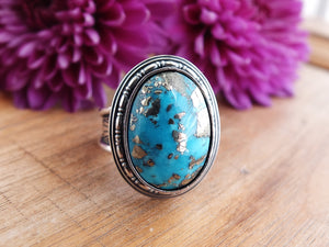Persian Turquoise w/ Pyrite Ring or Pendant (Choose Your Size)