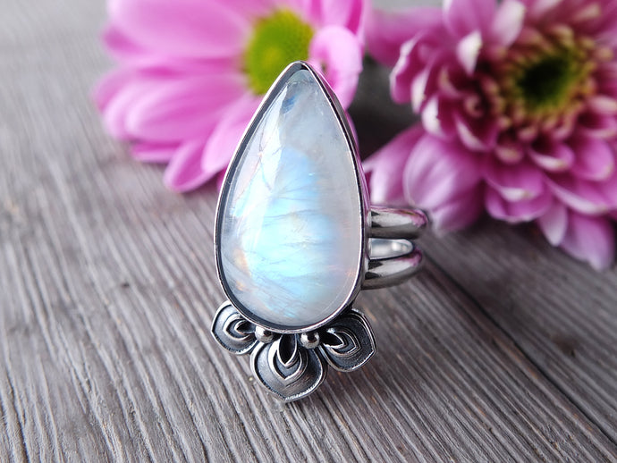 Rainbow Moonstone Ring or Pendant (Choose Your Size)