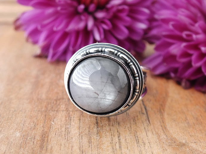 Silver Gray Star Sapphire Ring or Pendant (Choose Your Size)