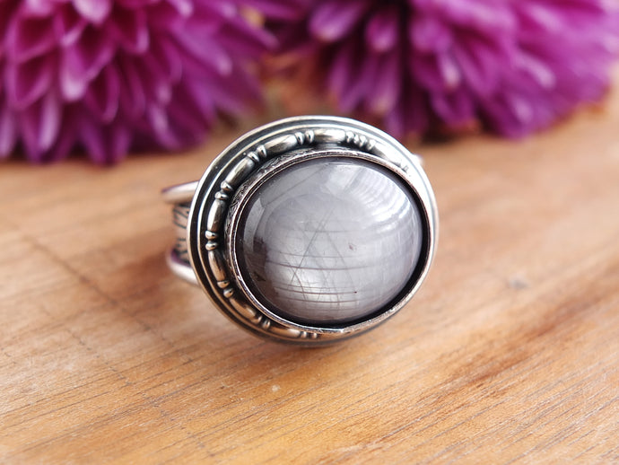 Silver Gray Star Sapphire Ring or Pendant (Choose Your Size)