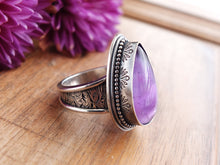 Load image into Gallery viewer, Amethyst &amp; Mother of Pearl Ring or Pendant (Choose Your Size)