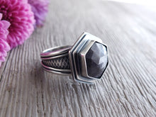 Load image into Gallery viewer, Rose Cut Silver Gray Star Sapphire Ring or Pendant (Choose Your Size)